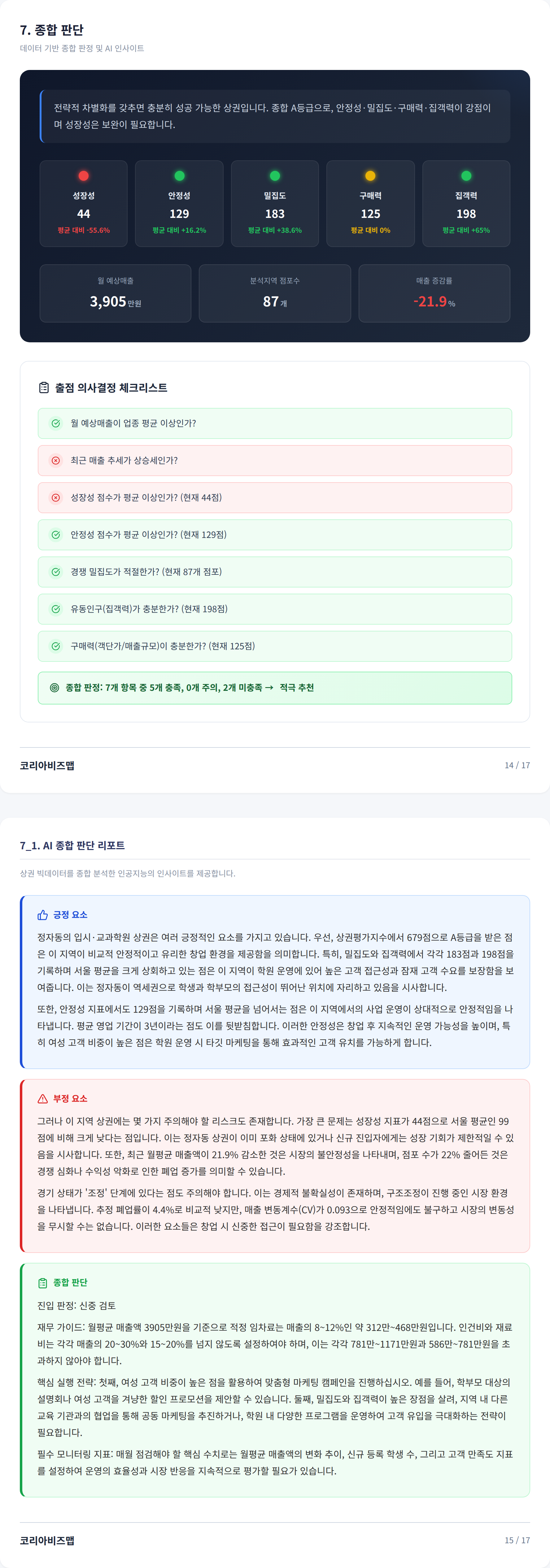 정자 종합 판단