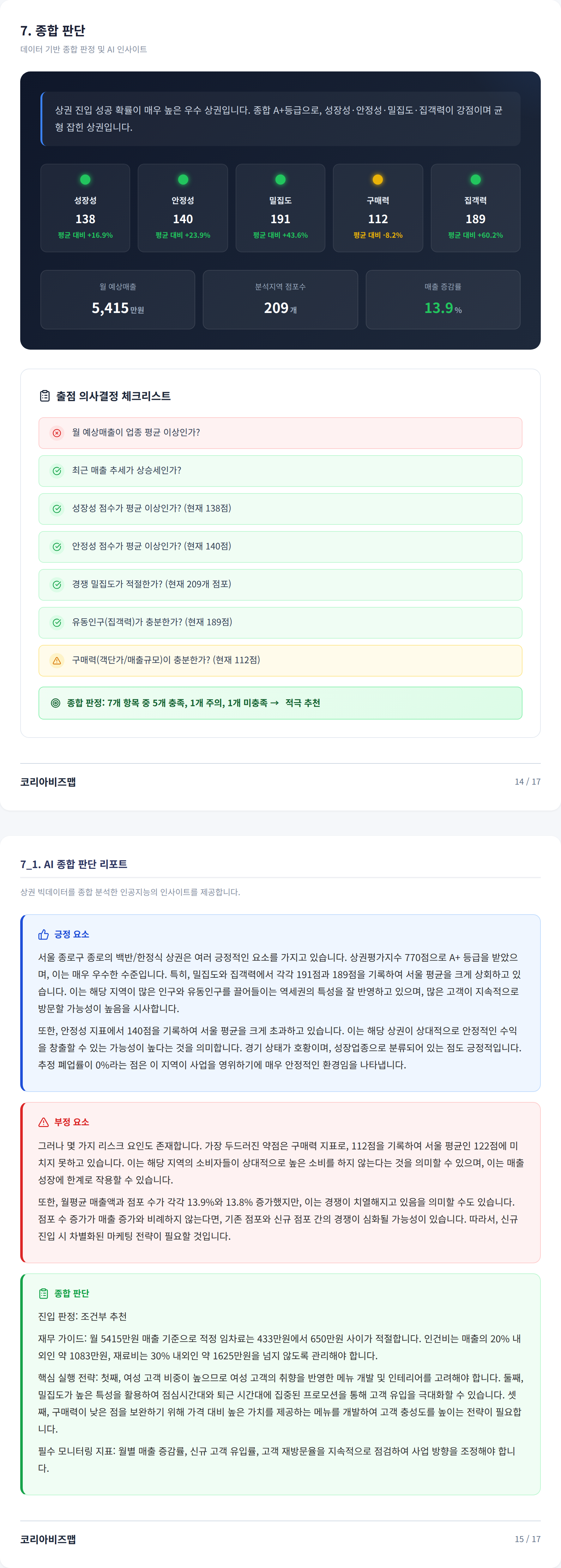 종로 종합 판단