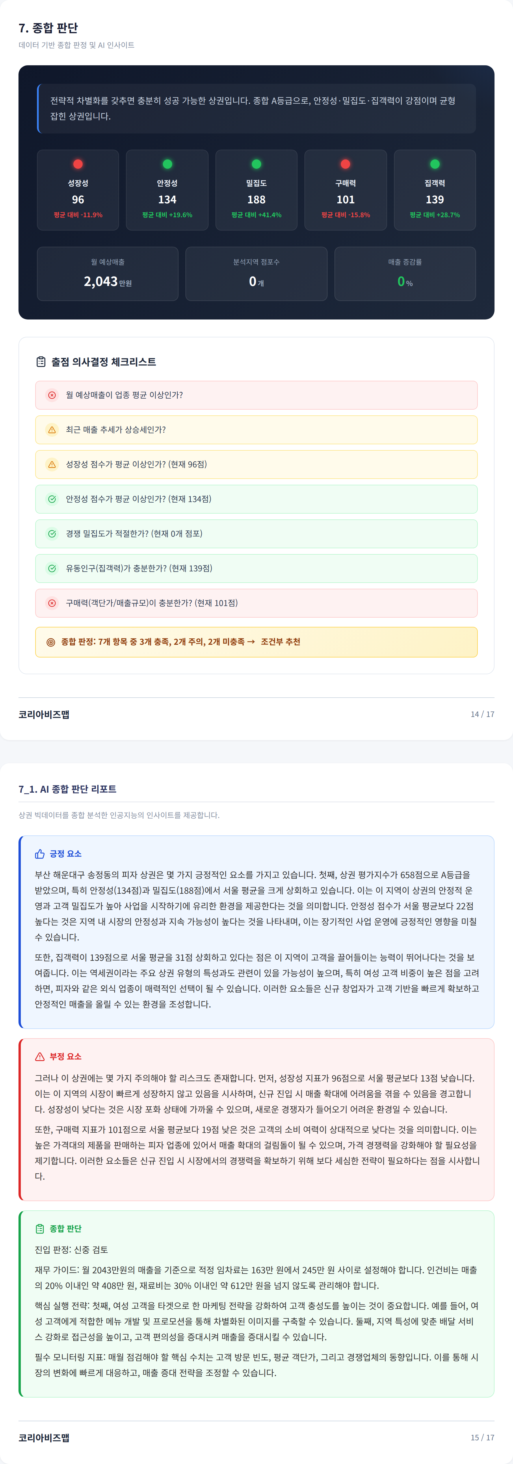 송정동 종합 판단